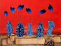 青い花の壁の装飾オリジナル
